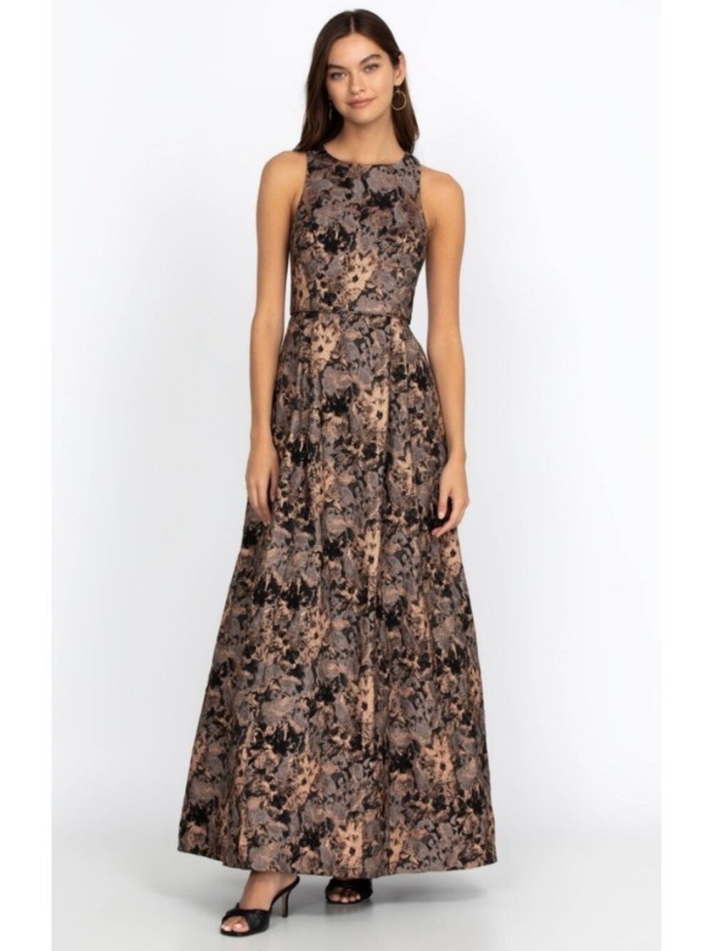 NWT Johnny Was Bronze Metallic Jacquard Maxi Dress